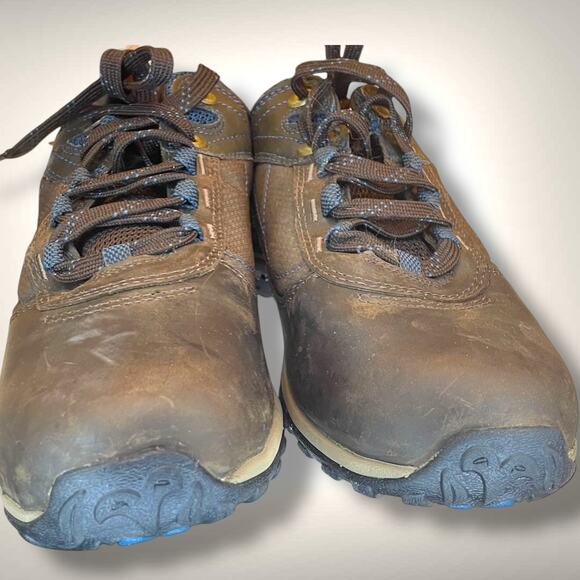Wmn's TIMBERLAND Hiking Shoes, Waterproof Low Top Brown and Blue Great Condition - Picture 9 of 13